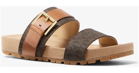 michael kors monogram sandals|mylah logo and leather sandal.